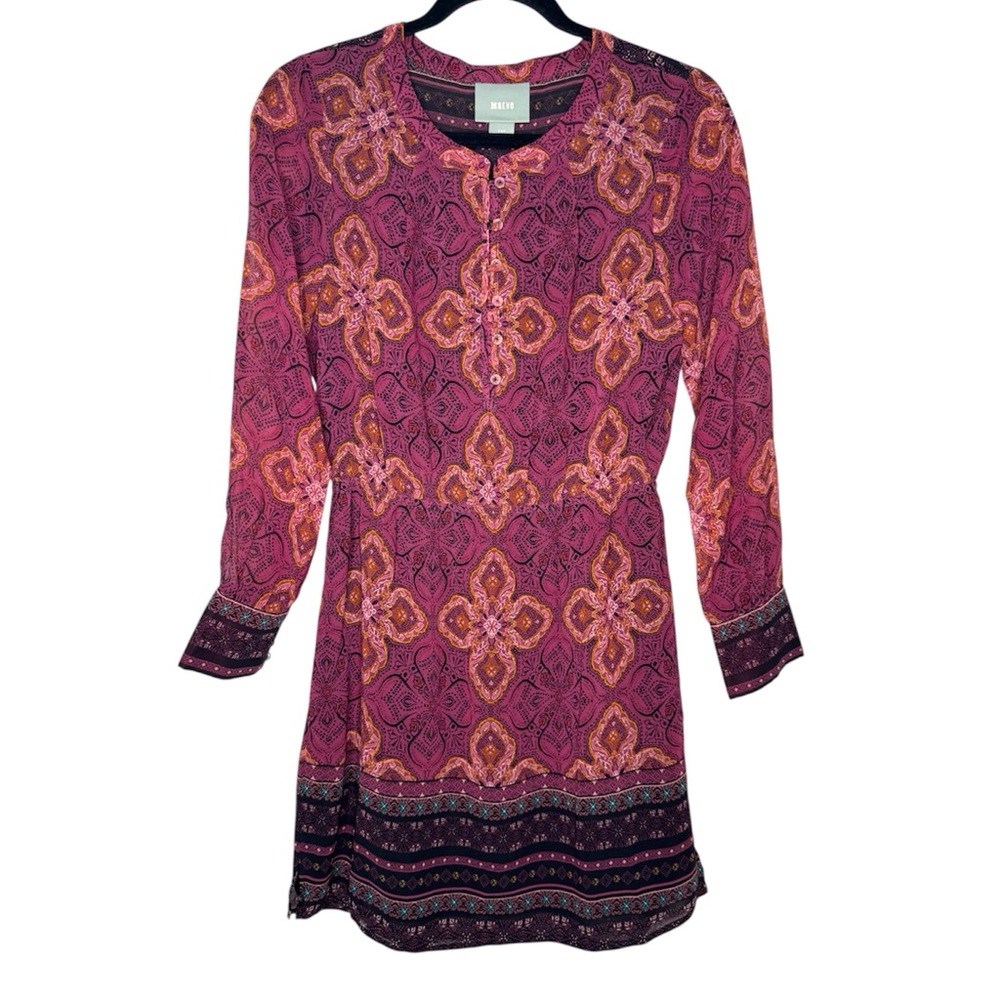 Maeve Meredith printed mini dress in maroon women's XS boho western hippie - Picture 4 of 10